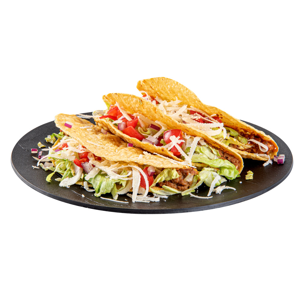 Maxi Serve Round Black Plastic Medium Plate - Faux Slate - 8 3/4" x 8 3/4" - 100 count box