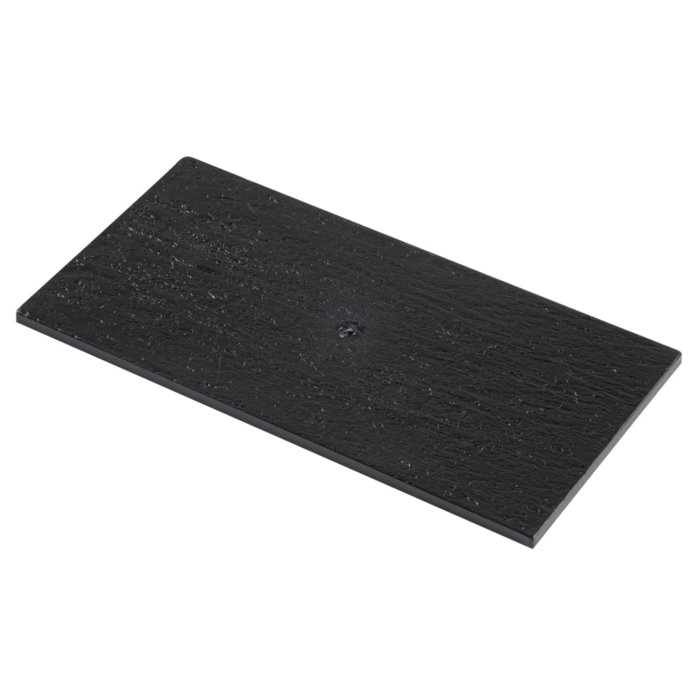 Maxi Serve Rectangle Black Plastic Small Plate - Faux Slate - 7" x 3 1/2" - 100 count box