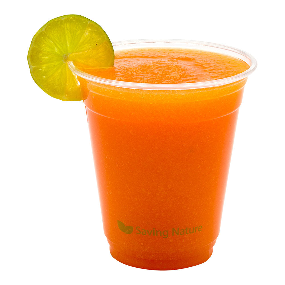 Basic Nature 12 oz Round Clear PLA Plastic Drinking Cup - Compostable - 3 3/4" x 3 3/4" x 4" - 100 count box