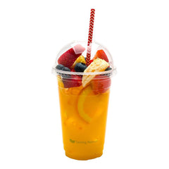 Basic Nature Round Clear PLA Plastic Drinking Cup Dome Lid - Compostable - 4