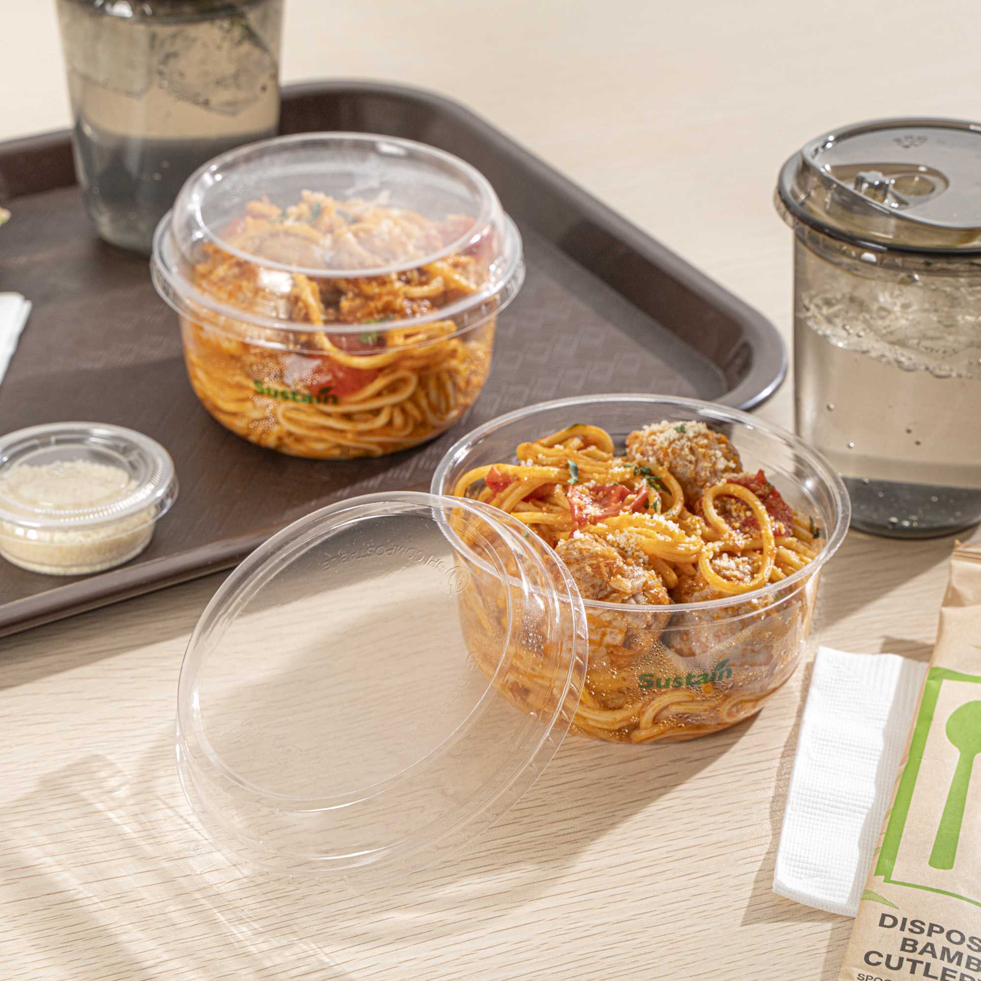 Basic Nature Round Clear PLA Plastic Dome Lid - Fits To Go Deli Container, Compostable - 500 count box