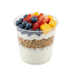 Basic Nature 24 oz Round Clear PLA Plastic To Go Deli Container - Compostable - 4 3/4