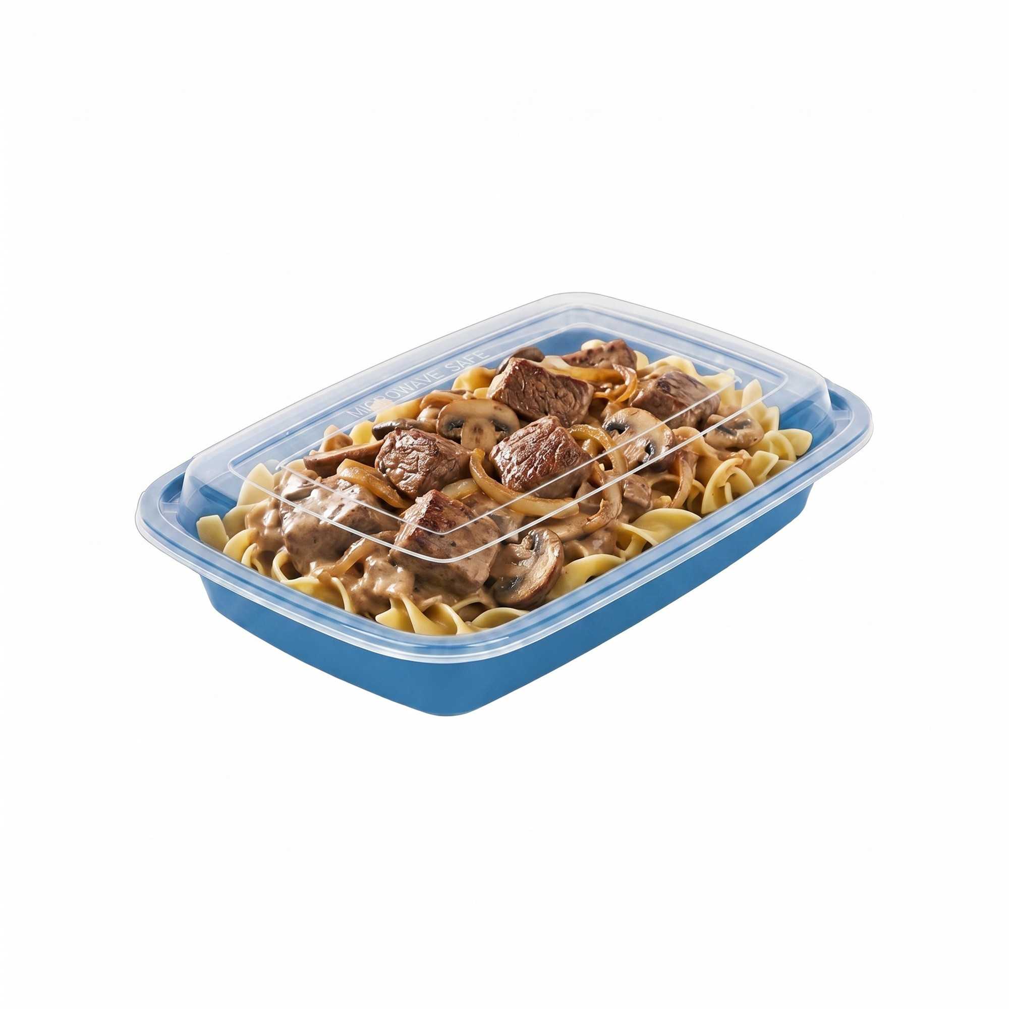 Asporto 28 oz Rectangle Midnight Blue Plastic To Go Box - with Clear Lid, Microwavable - 8 3/4" x 6" x 1 1/2" - 100 count box