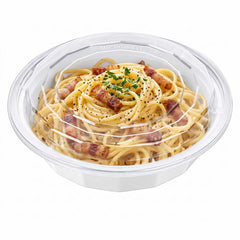 Asporto 24 oz Round White Plastic To Go Box - with Clear Lid, Microwavable - 7 1/4