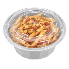 Asporto 32 oz Round Silver Plastic To Go Box - with Clear Lid, Microwavable - 7 1/4