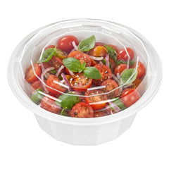 Asporto 32 oz Round White Plastic To Go Box - with Clear Lid, Microwavable - 7 1/4