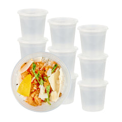Asporto 24 oz Round Clear Plastic Soup Container - with Lid, Microwavable - 4 1/2