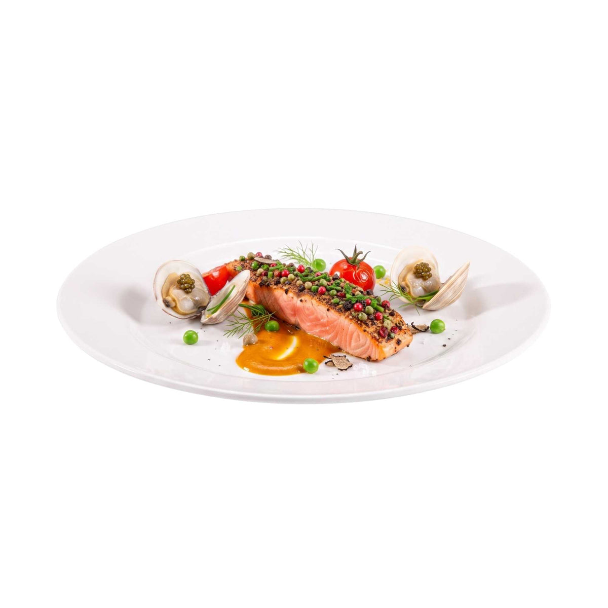 Voga Round White Melamine Extra Large Plate - Classic, Rimmed - 12" x 12" x 3/4" - 10 count box