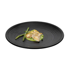 Voga Round Black Melamine Large Plate - Japonais, Black Stone - 12