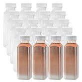 Bottle Tek 12 oz Square Clear Plastic Cold Pressed Juice Bottle - with Safety Cap - 2" x 2" x 6 1/2" - 100 count box