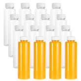 Bottle Tek 16 oz Round Clear Plastic Cold Pressed Juice Bottle - with Safety Cap - 2 1/2" x 2 1/2" x 8 1/4" - 100 count box