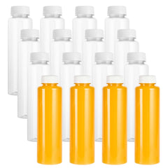 Bottle Tek 16 oz Round Clear Plastic Cold Pressed Juice Bottle - with Safety Cap - 2 1/2