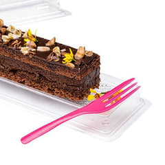 Coppetta Magenta Plastic Cake Fork with Knife Edge - 4