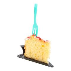 Coppetta Teal Plastic Cake Fork with Knife Edge - 4