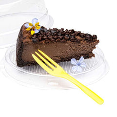 Coppetta Baby Yellow Plastic Cake Fork with Knife Edge - 4