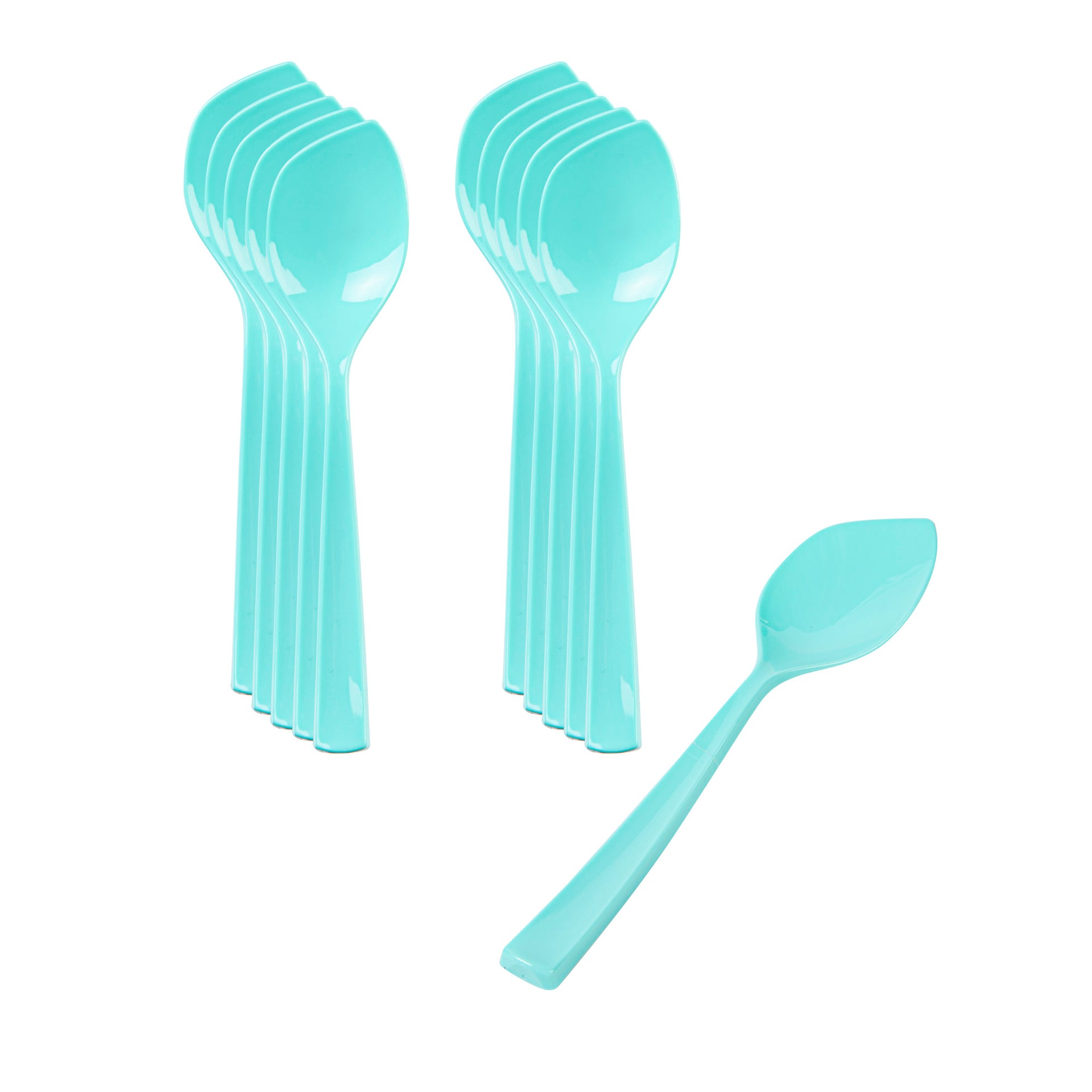 Coppetta Teal Plastic Petal Spoon - 4 1/2" x 1" - 500 count box