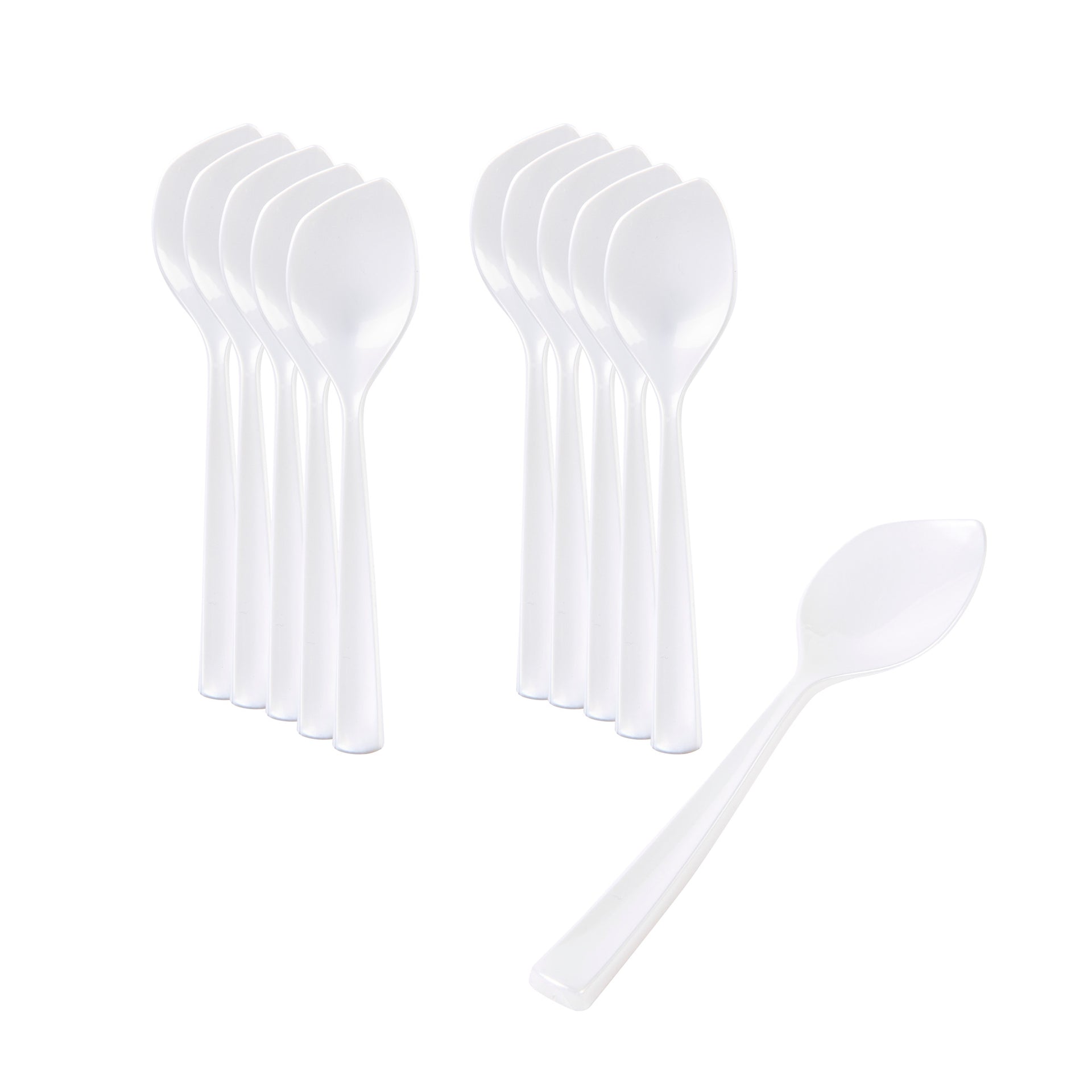 Coppetta Pearl White Plastic Petal Spoon - 4 1/2" x 1" - 500 count box