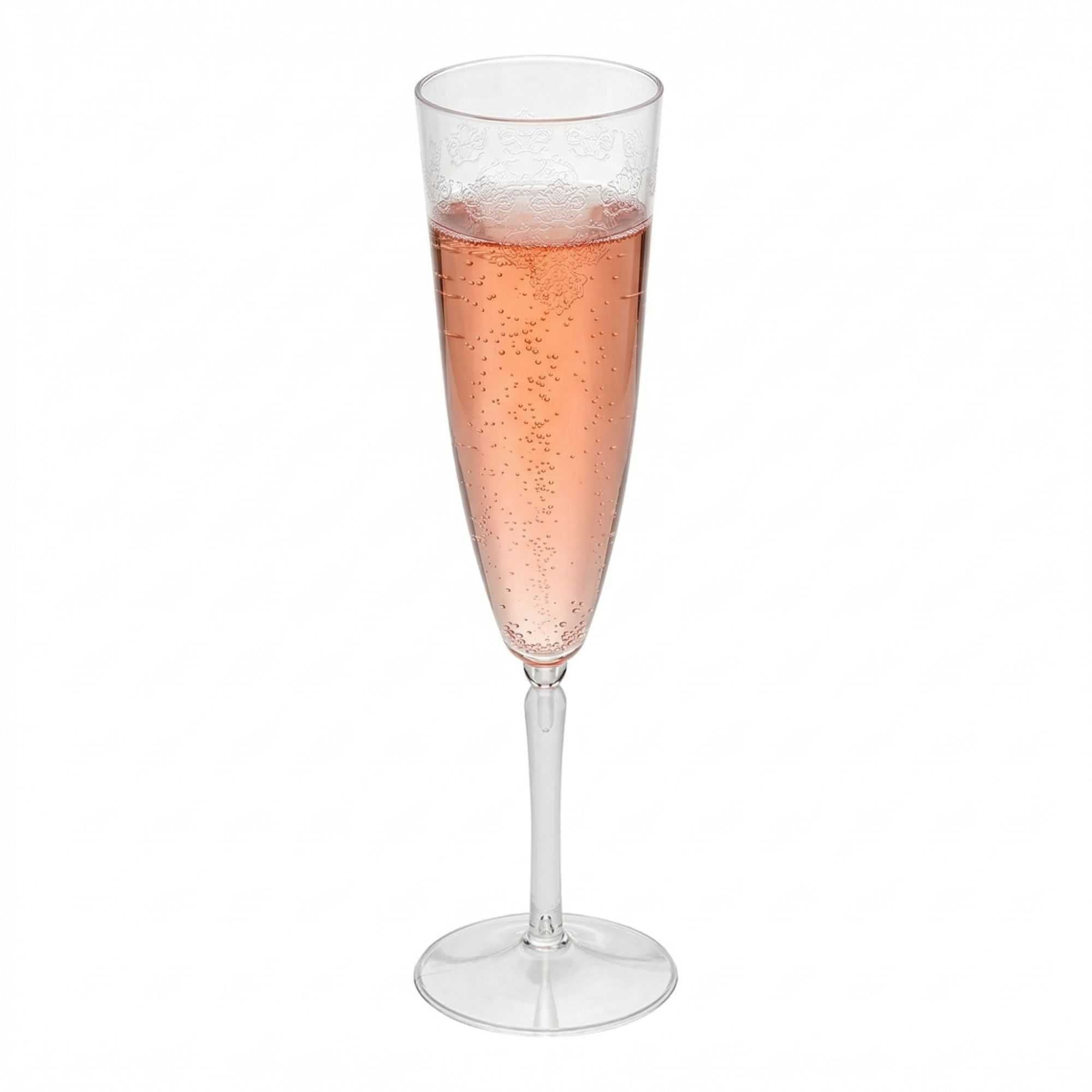 Bev Tek 4 oz Clear Plastic Wedding Champagne Flute - 1-Piece - 7 1/2" x 2 1/4" x 2 1/4" - 100 count box