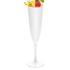 Bev Tek 4 oz White Plastic Wedding Champagne Flute - 1-Piece - 7 1/2