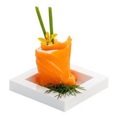 Mini Serve Square White Plastic Mini Cubic Plate - 2 1/2