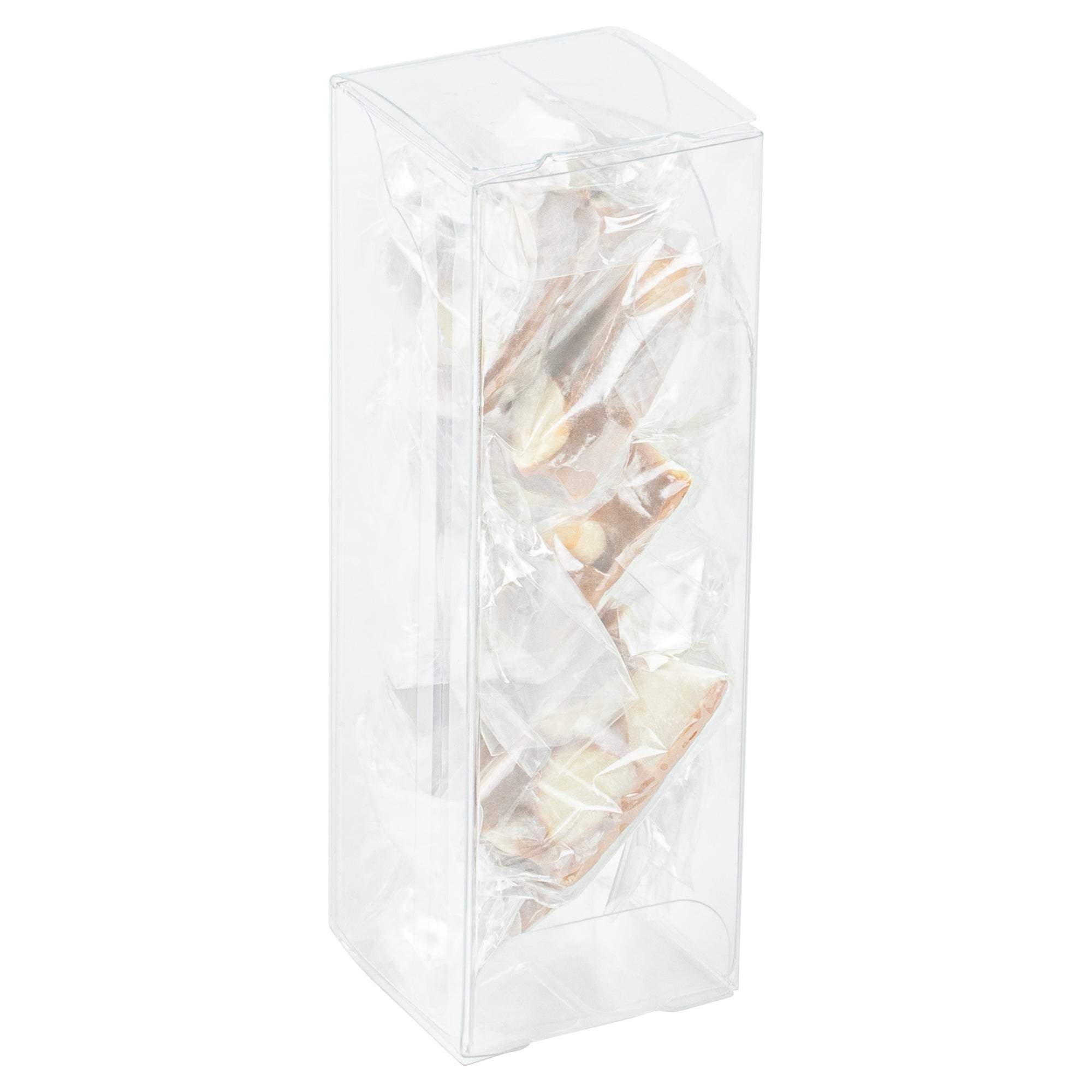 Sweet Vision Clear Plastic Candy Box - Tuck Top, with Sleeve - 4 1/4" x 1 1/2" x 1 1/2" - 100 count box