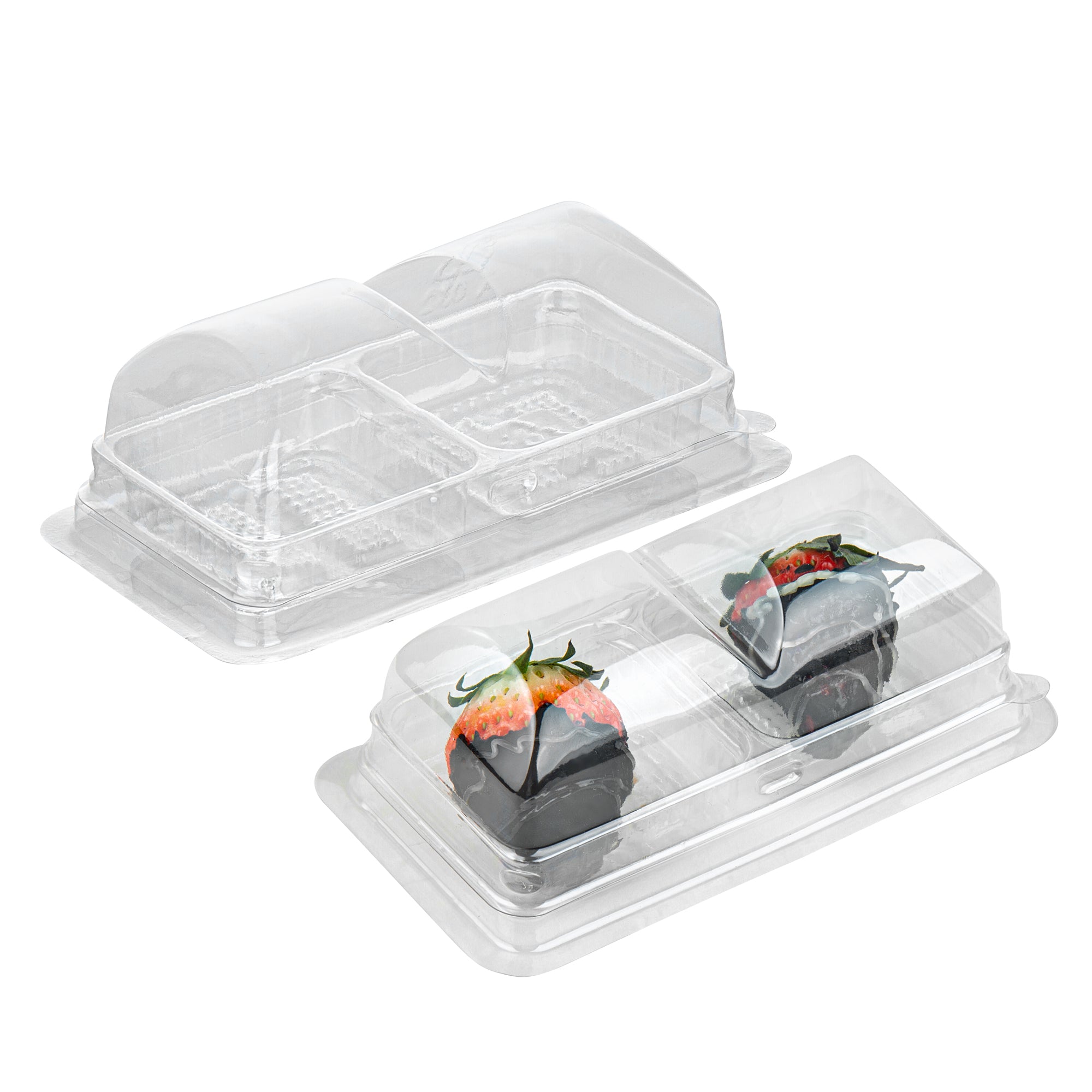 Thermo Tek 5 oz Clear Plastic Pastry Box - with Lid, Duo - 5 1/4" x 3" x 1 3/4" - 100 count box