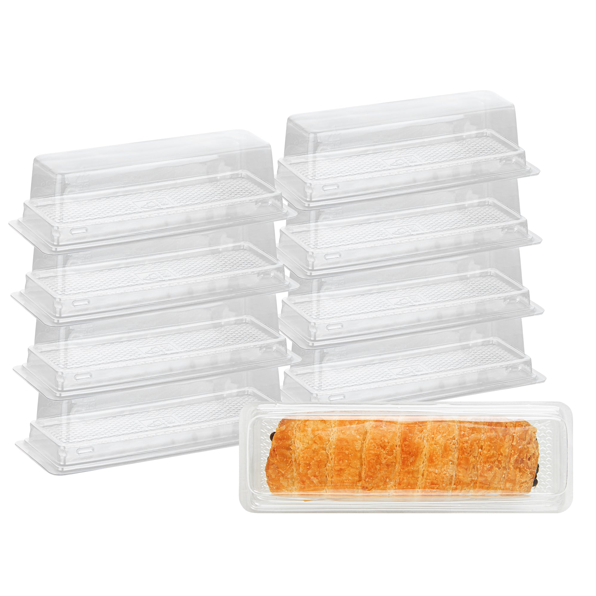 Thermo Tek 9 oz Rectangle Clear Plastic Pastry Box - with Lid - 7 3/4" x 2 3/4" x 2 1/4" - 100 count box