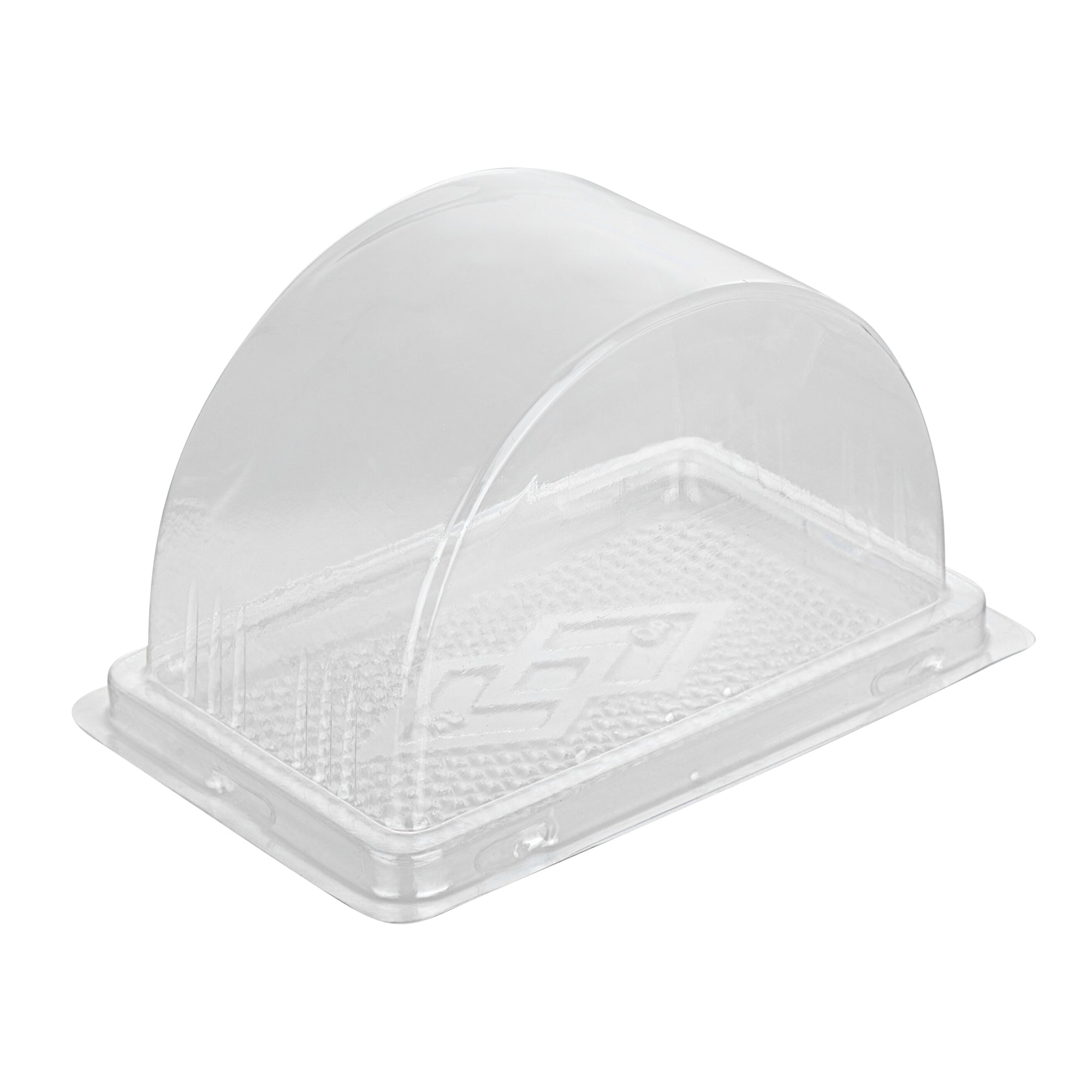 Thermo Tek 13 oz Semicircle Clear Plastic Swiss Roll Cake Box - with Lid - 5 1/2" x 3 1/2" x 3 1/4" - 100 count box