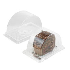 Thermo Tek 13 oz Semicircle Clear Plastic Swiss Roll Cake Box - with Lid - 5 1/2