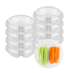 Thermo Tek Round Clear Plastic Serving Platter - with Lid, 2 Compartments - 7 1/2
