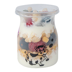 Mini Serve 4 oz Clear Plastic Happy Cow Yogurt Cup - with Lid - 2 1/4