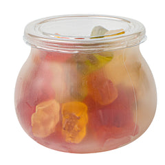Mini Serve 4 oz Frosted Plastic Bulbous Candy Jar - with Lid - 2 1/2