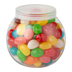 Mini Serve 3 oz Clear Plastic Bulbous Candy Jar - with Lid - 1 3/4