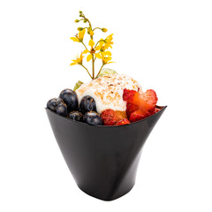 Mini Serve 4 oz Black Plastic Mini Crescendo Cup - 3