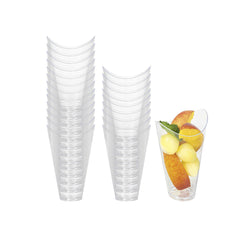 Mini Serve 3 oz Clear Plastic Mini Mezzaluna Cup - 3 1/4