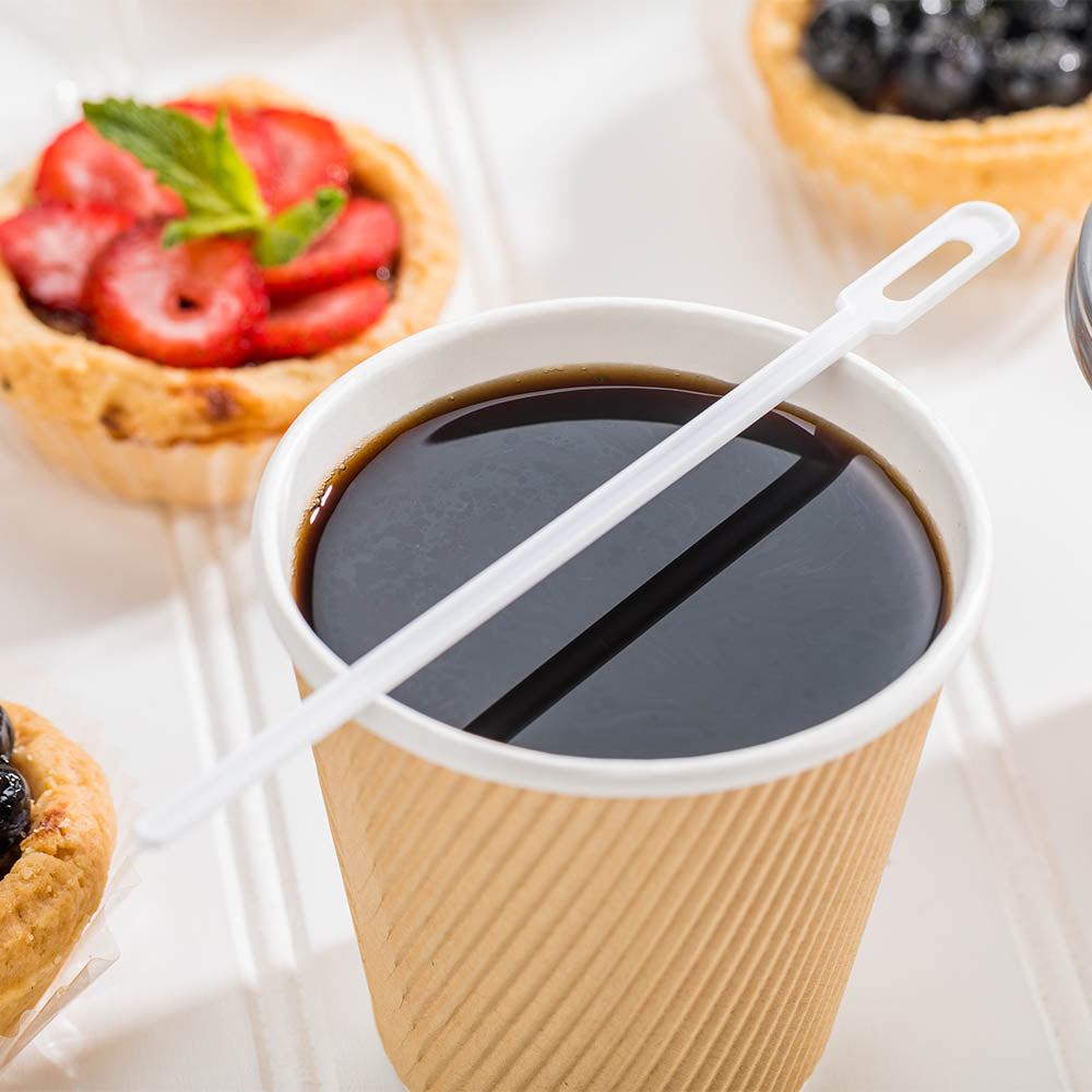 Restpresso White Plastic Keyhole Coffee Stirrer - 6" - 1000 count box