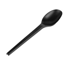 Basic Nature Black CPLA Plastic Spoon - Heat-Resistant, Compostable - 6 1/2