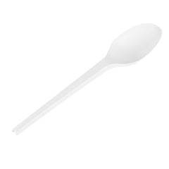 Basic Nature White CPLA Plastic Spoon - Heat-Resistant, Compostable - 6 1/2