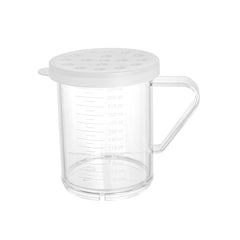 Chef 101 10 oz Clear Polycarbonate Dredge Spice Shaker - with White Extra Coarse Lid - 4 3/4