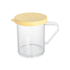 Chef 101 10 oz Clear Polycarbonate Dredge Spice Shaker - with Yellow Coarse Lid - 4 3/4