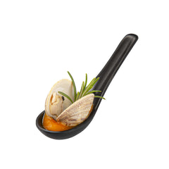 Voga 1 oz Black Melamine Tasting Spoon - Japonais, Curva - 5 3/4