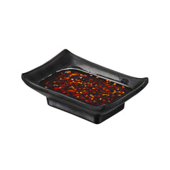 Voga 1 oz Rectangle Black Melamine Sauce Dish - Japonais - 4