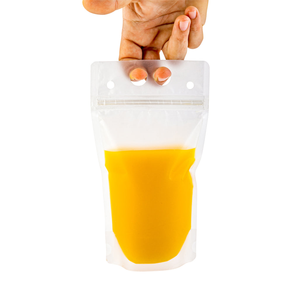 Bag Tek 17 oz Clear Plastic Drink Pouch - Single Zipper - 5" x 9" x 1 1/2" - 100 count box