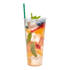 Bev Tek 24 oz Round Frosted Clear Plastic Hot / Cold Drinking Cup - 3 1/2