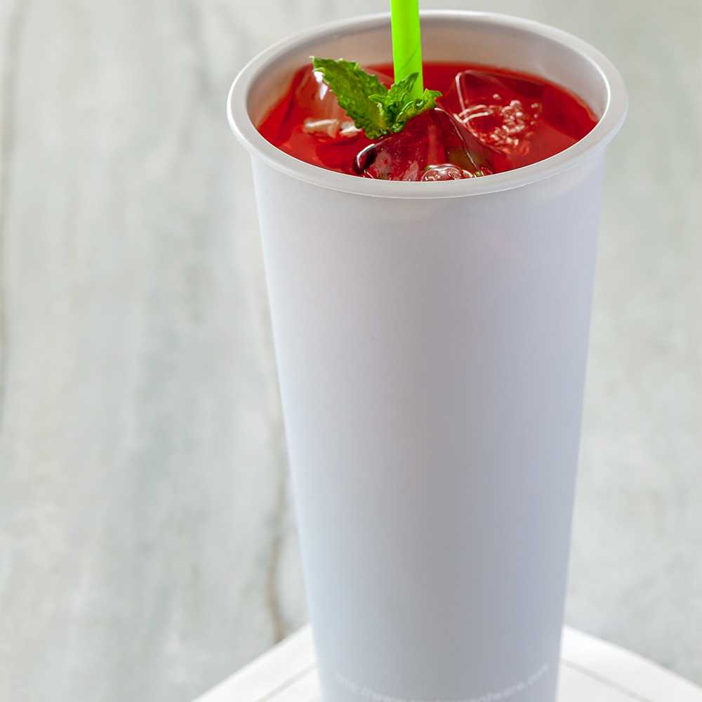 Bev Tek 24 oz Round Matte Gray Plastic Hot / Cold Drinking Cup - 3 1/2" x 3 1/2" x 7" - 100 count box