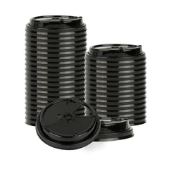 Bev Tek Black Plastic 2-in-1 Straw or Sip Coffee Cup Lid - Fits 8, 12, 16 and 20 oz - 100 count box