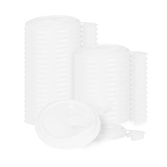 Bev Tek White Plastic Pop Lock Coffee Cup Lid - Fits 8, 12, 16 and 20 oz - 100 count box