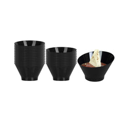 Mini Serve 5 oz Round Black Plastic Small Incline Bowl - 3 3/4