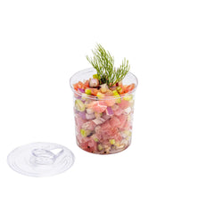 Mini Serve 4 oz Round Clear Plastic Tin Can - with Lid - 2 1/2