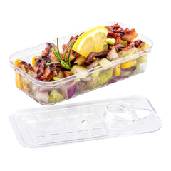 Mini Serve 2 oz Rectangle Clear Plastic Tin Can - with Lid - 4